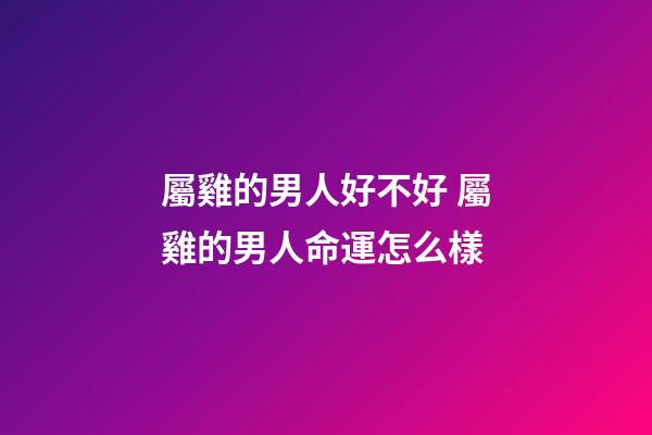 屬雞的男人好不好 屬雞的男人命運怎么樣-第1張-觀點-玄機派